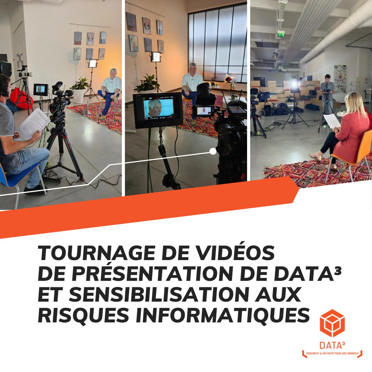 L'équipe de DATA³ en tournage vidéos